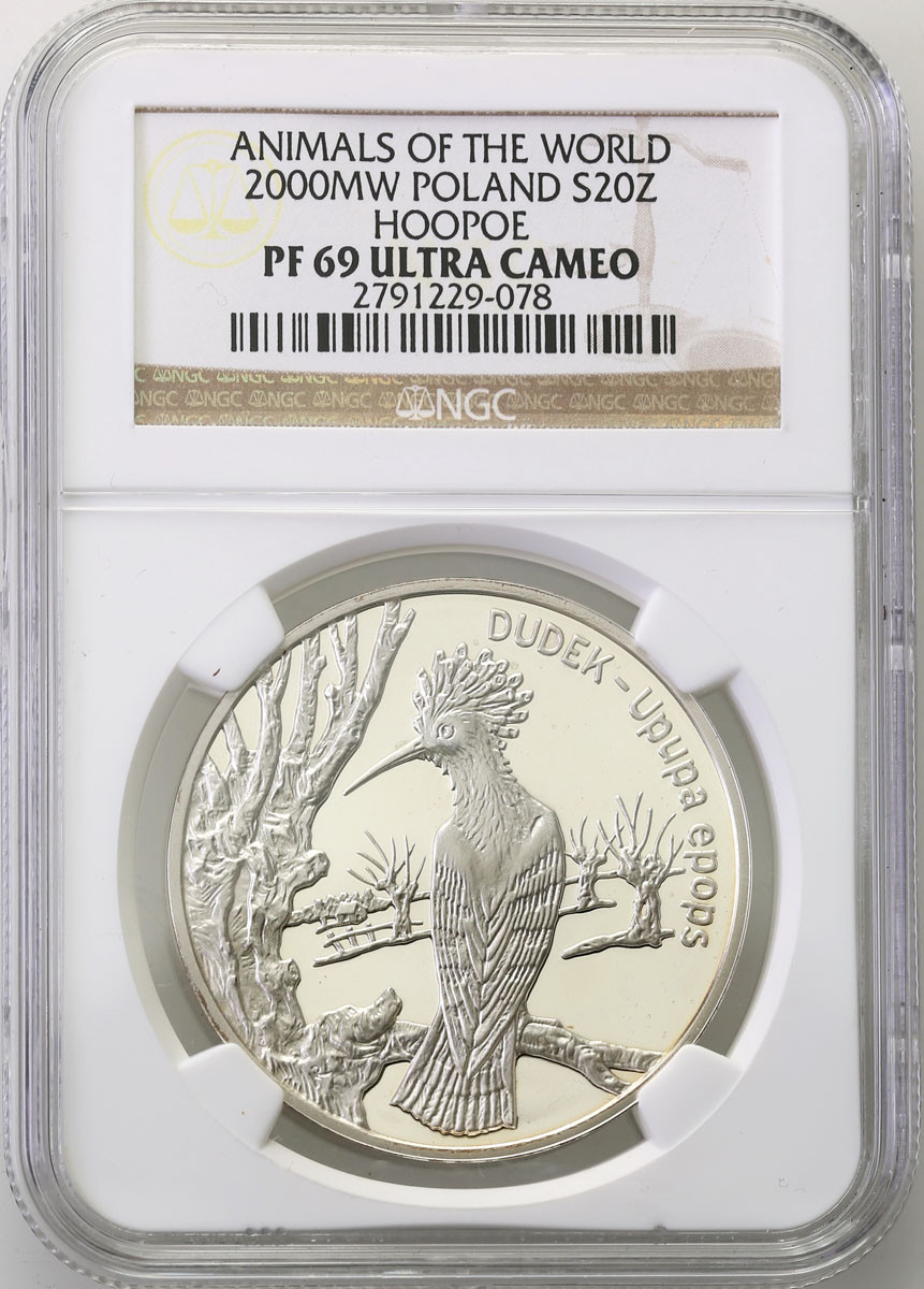 III RP. 20 złotych 2000 Dudek NGC PF69 ULTRA CAMEO